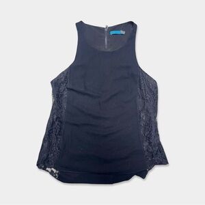 ALICE + OLIVIA Blouse Size XS Black Color Lace Sides Sleeveless GUC